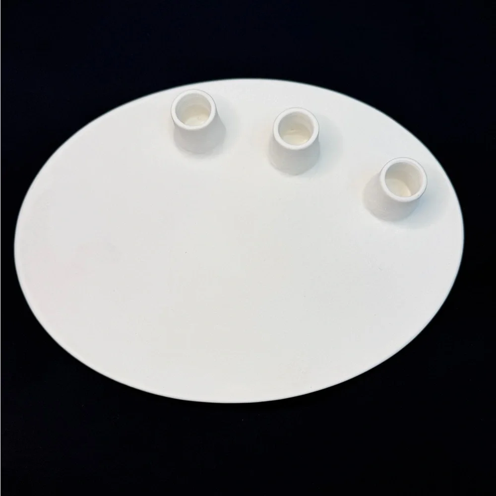 West Elm Dora Ceramic Candleholder 3 taper candle White finish